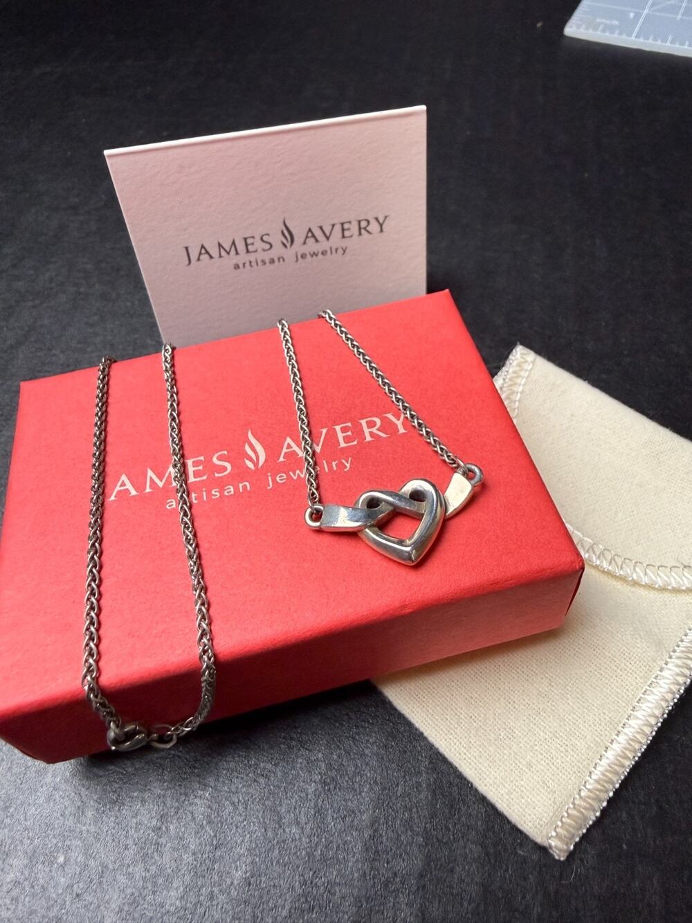 James Avery Love Heart Knot Sterling Silver Necklace 15" 925